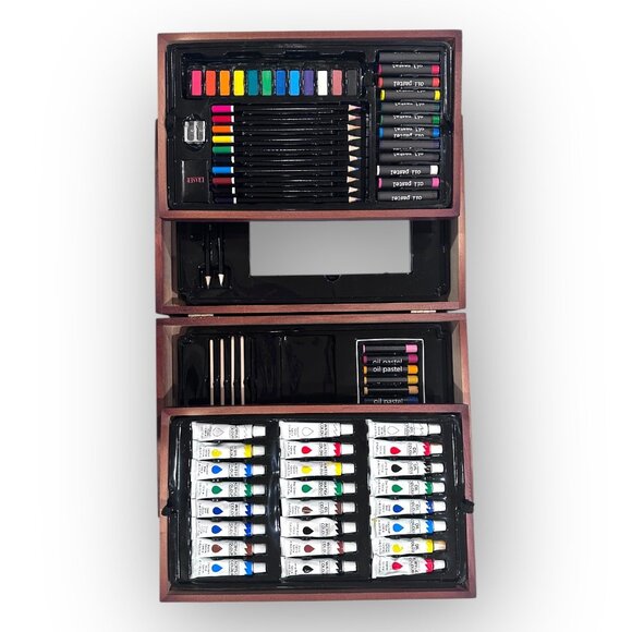 Vigorfun Deluxe Art Kit w Wooden Case and Easel w Strathmore Drawing Pad - Picture 8 of 16